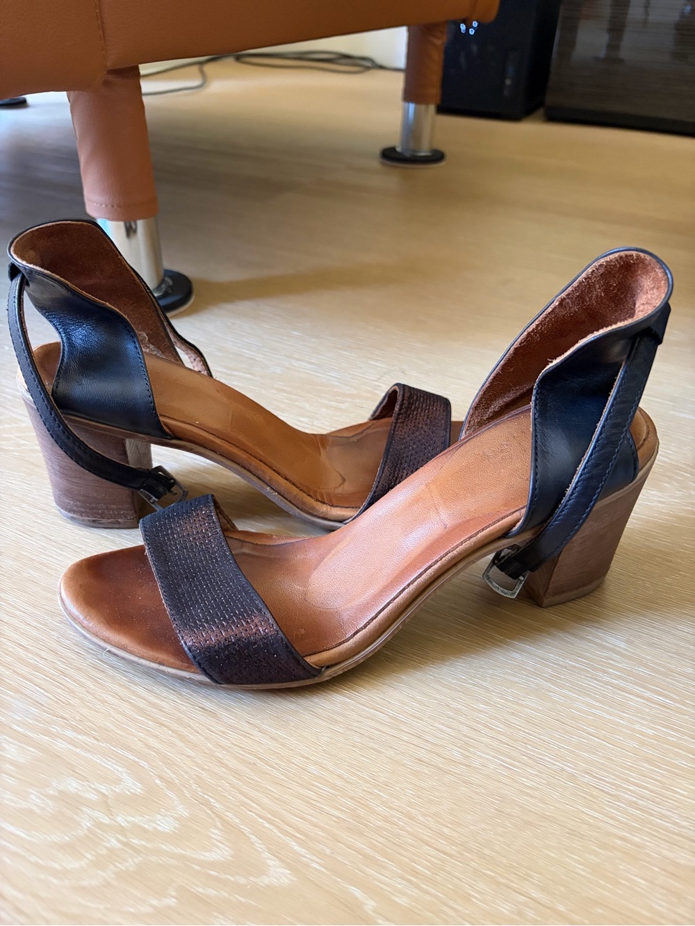 Women's Brown Leather Ankle-Strap Sandals - Picture 2 of 5